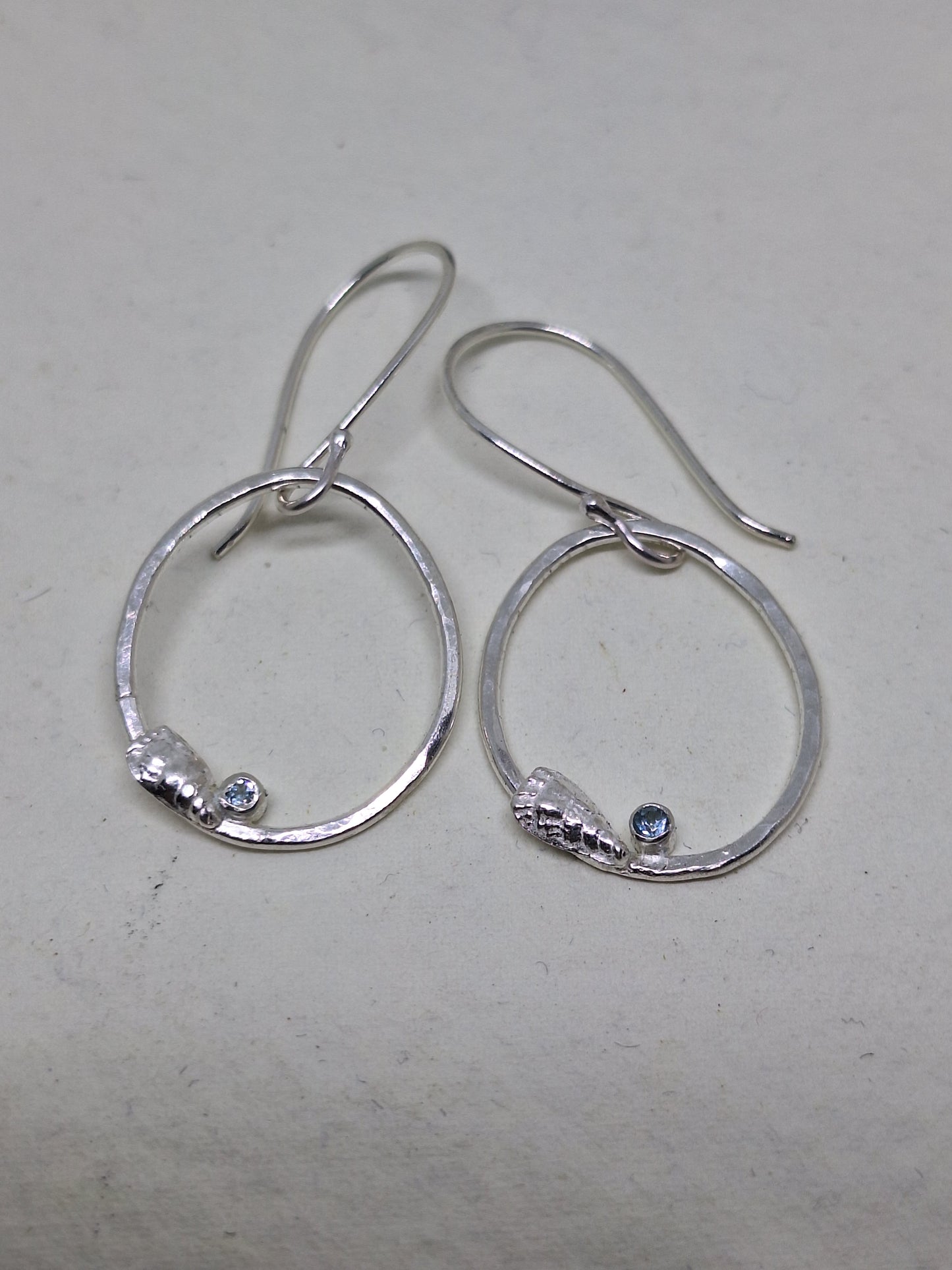 Pebble gem & seashell drop earrings large