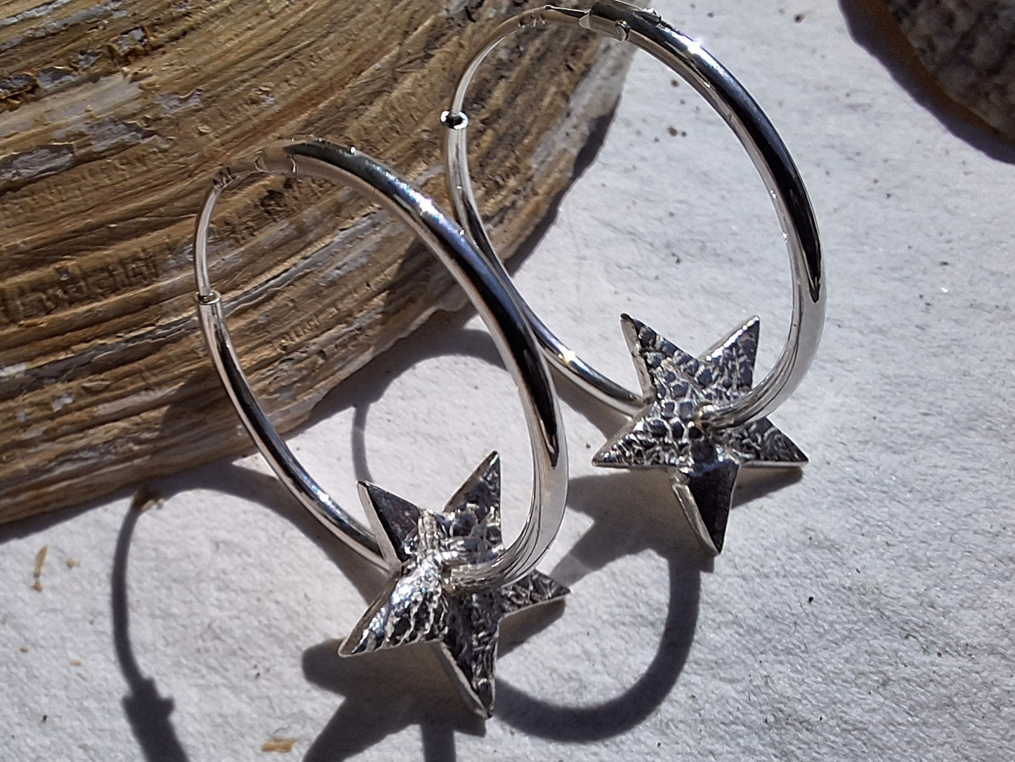 Star hoop earrings