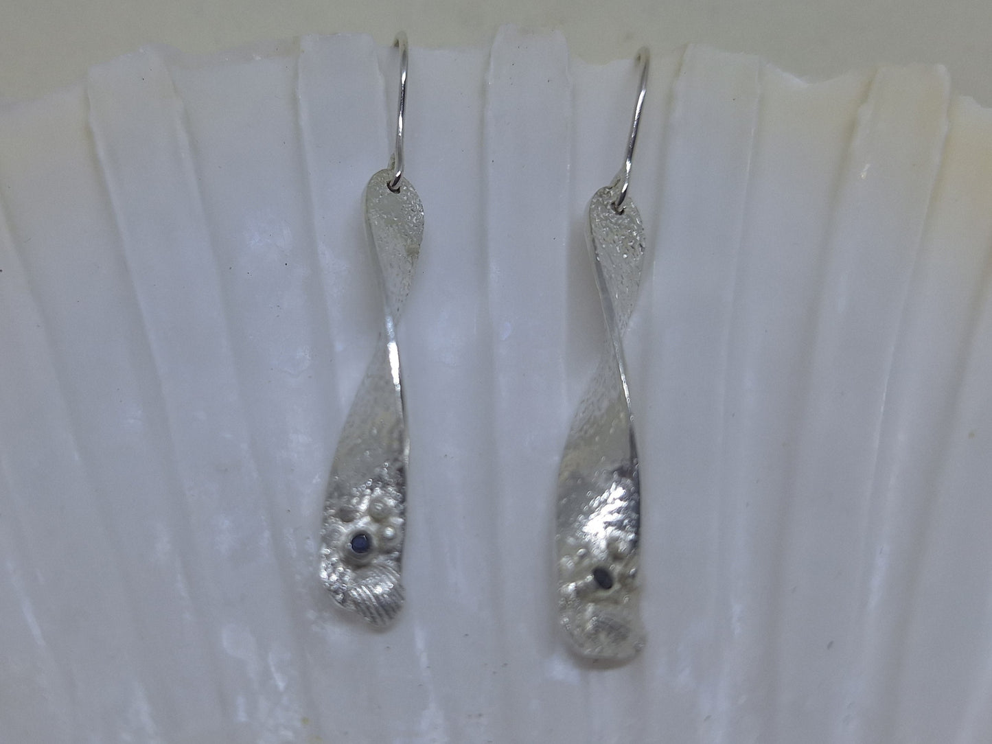 Sea kelp and gemstone earrings