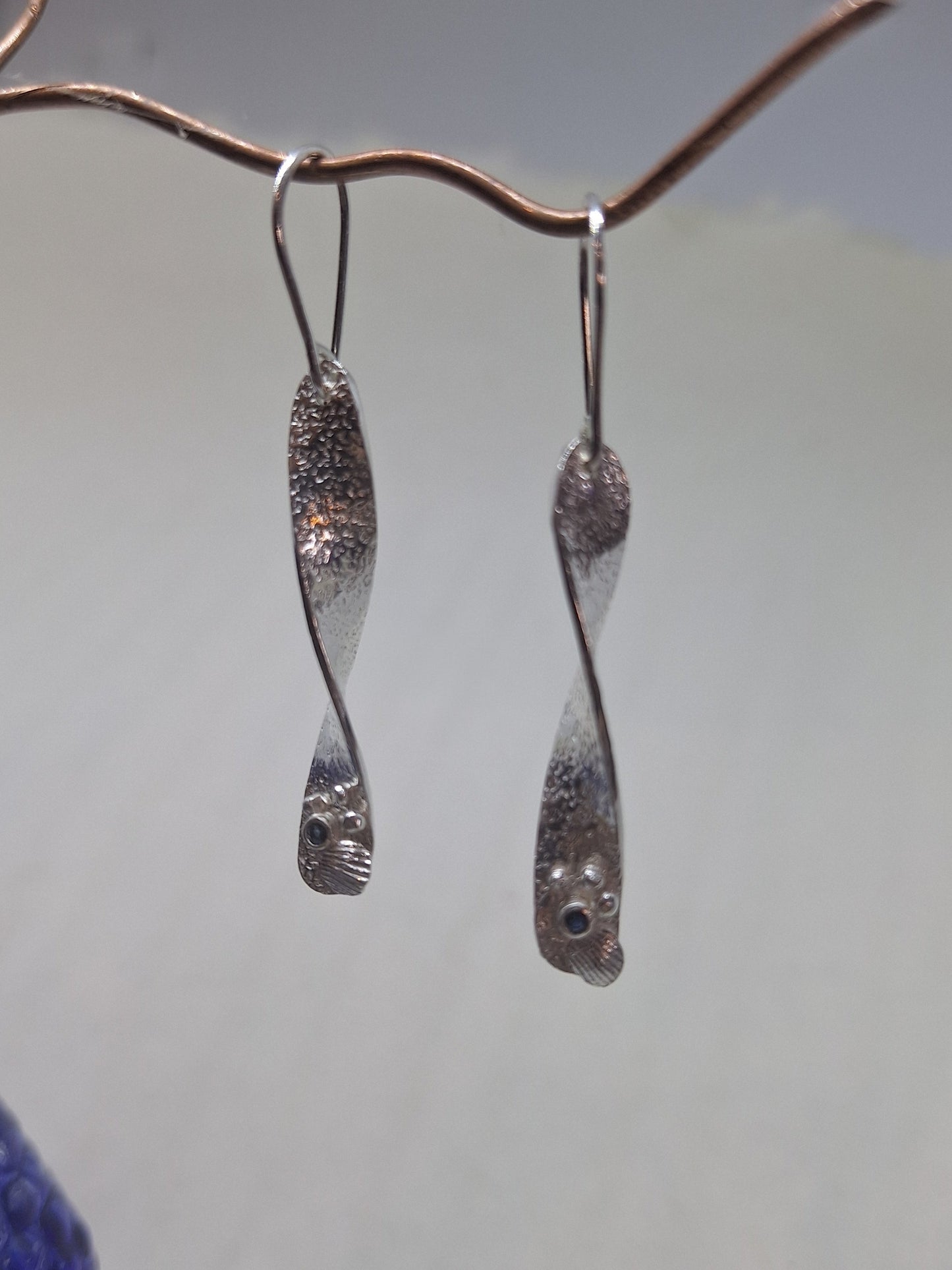 Sea kelp and gemstone earrings