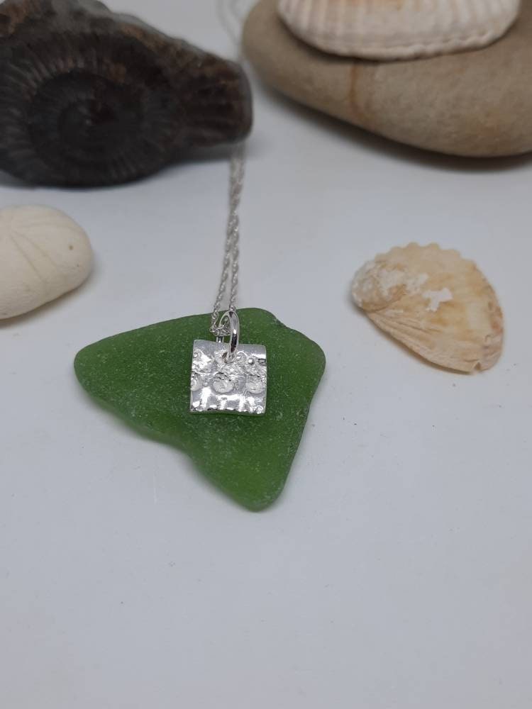 Shell textured square charm  pendant