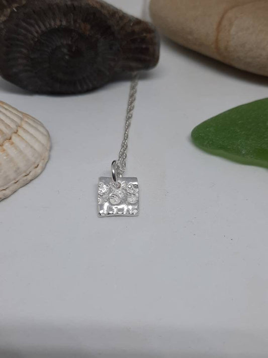Shell textured square charm  pendant